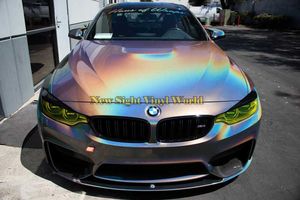 Premium Grey Gloss Psychedelic Vinyl Car Wrapping Film Rainbow Chrome Car Foil Air Bubble Free For Car Sticker