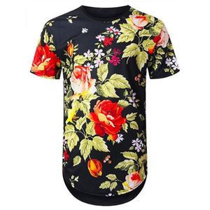 Fashion Mens T Shirt Hipster Hip Hop T Shirts Hawaiian Floral Printing Male Streetwear Tops Tees Brand Clothing