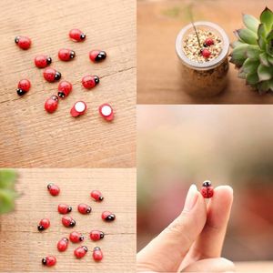 Mini Red Artificial Mini Ladybugs Cabochon Ladybug Kawaii Crafts Decoration For Fairy Garden Miniatures Micro Landscape