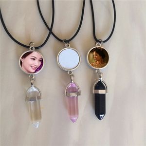 sublimation necklace pendant for women six corner pillar necklace sendant hot transfer jewelry customizable supplies 10 colors