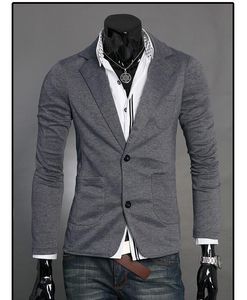 New Blazer Men Slim Fit Suit Jacket Single Row Two Button Solid Knitting Blazer Coat Long Sleeve Outwear Masculino