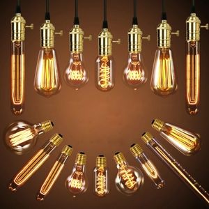 40 W Retro Lamba Edison Ampul ST64 Vintage Soket DIY Halat Kolye E27 Akkor Ampul 220 V 110 V Tatil Işıkları Filament Lambası Lampada