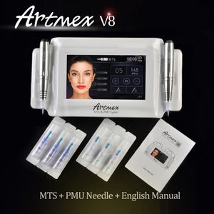 고품질 Artmex V8 디지털 영구 메이크업 문신 예술 기계 눈 로타리 펜 MTS PMU 시스템 터치 스크린