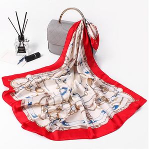 70*70cm Women Bandanas Multifunction Silk Scarf Satin Small Square Shawls Handle Bag Ribbon Ladies Office Foulard Neckerchief