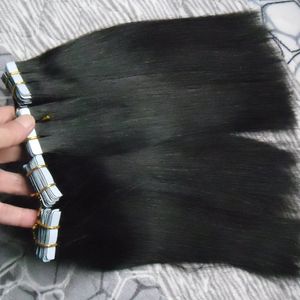 Fita em extensão de cabelo cor natural 200g / 80 pcs 16 a 24 polegadas reta Remy fita de cabelo brasileiro em cabelos humanos