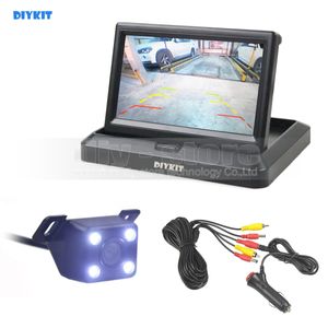 DiYkit 5Inch Foldabel bilmonitor LED Nattvision Backup Reverse Camera Car Bakifrån Kamera Easy Connect
