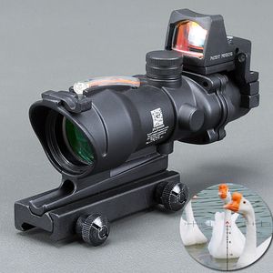 Trijicon ACOG 4X32 Optic Scope Zielfernrohr CAHEVRON Absehen Faser Grün rot Beleuchtetes optisches Visier mit RMR Mini Red Dot Sight