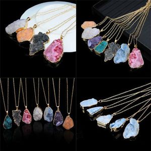 New Phnom Penh Crystal Quartz Healing Chakra Gemstone Necklace Pendant Original Natural Stone-Style Necklace Jewelry Chain 7 Colors C51L