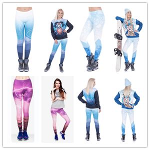 DHL은 무료 !! 10pcs / lot 다채로운 Ombre 레깅스 3D 인쇄 Legging Stretchy 바지 캐주얼 슬림 카프리 레깅스 여성 요가 운동 바지