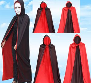 Męskie bardzo fajne strój wampirowy czarny płaszcz z czapką, kostium na Halloween Dress Cape dla Wampira Magikowa Podwójna Face Poliester Cloak