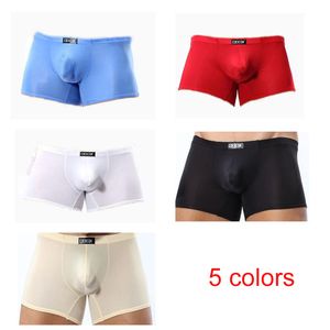 Gratis frakt 5st Con Male Underwear Thin Ice Silk Low-Rise Sexig andningsbara transparenta byxor