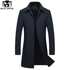  New Winter Wool Coats Men Thicken Cashmere Overcoat Long Trench Jacket Fashion Manteau Homme J527