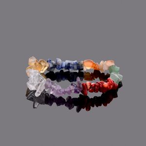 7 Chakra-Heilkristalle, Natursteinsplitter, Einzelstrang-Armbänder für Damen, Lazuli-Reiki-Armbänder für Damen