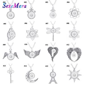 Neue Multi Style 18mm Metall Mode Druckknopf Halskette mit Lange Kette Halskettenanhänger Frauen Mädchen DIY Schmuck für Weihnachten