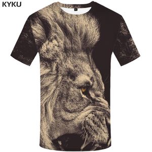 Kyku Leão Camiseta Animal Plus Size Design Roupas T-shirt Tshirt Vestuário Homens Homens Hip Hop Hop Quality Home