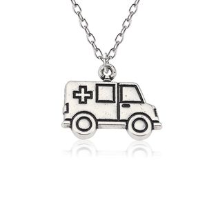 DIY Punk Medical Pendants Cross Ambulance Car Necklaces Pendants Unisex Silver Choker Jewelry For Doctor Nurse Gift
