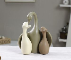 Minimalist ceramic Swan family Design home decor crafts room decoration handicraft porcelain animal figurines wedding decoration