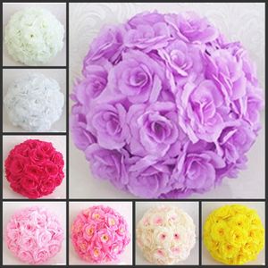 16 Farben, 15 cm bis 50 cm, erhältlich, gehobene Kunstseide-Blumenkugel zum Aufhängen, Rosenkussbälle für Hochzeit, Party, Dekoration