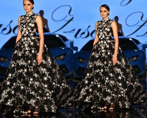 Yousef Aljasmi Black Mermaid Prom Klänningar med avtagbar kjol High Neck Sweep Train Quinceanera Dress Bling Stars Plus Size Aftonklänningar