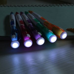 Multifuncional Night Leitura Luminosa Caneta Lanterna Pequena Caneta Esferográfica LED Publicidade Caneta de Luz