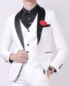 Custom-Made Shaw Blackl Lapel Groomsmen New Arrival Groom Tuxedos Men Garnitury Ślub / Prom / Kolacja Best Man Blazer (Kurtka + Spodnie + Kamizelka + Kamizelka)