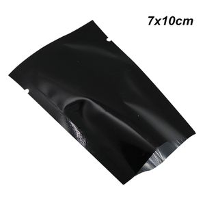 7x10cm 200Pcs Heat Seal Black Aluminum Foil Vacuum Food Storage Packing Bag Nuts Coffee Tea Snack Powder Bakery Open Top Mylar Packing Pouch