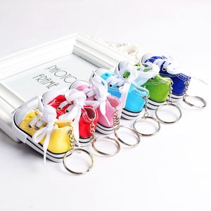 new trendy wholesale 3D sneaker keychain colorful simulation canvas shoes key ring dolls accessories hot sale