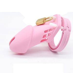 Neues heißes rosafarbenes Silikon-Keuschheitskäfiggerät 10 * 3,5 cm cb6000 lange Peniskäfige Keuschheitsgürtel für Männer Sexspielzeug für Erwachsene für Männer Penis Y1892804