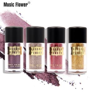 Newest Music Flower Aurora Glitter Loose Powder Makeup Brighten Pigment Metallic Shimmer Highlight Eye shadow Cosmetic Free Shipping