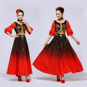 中国の民俗ダンスの衣装少数民族の新疆品国民ダンスのパフォーマンス女性の民族の服の派手なカーニバルドレス