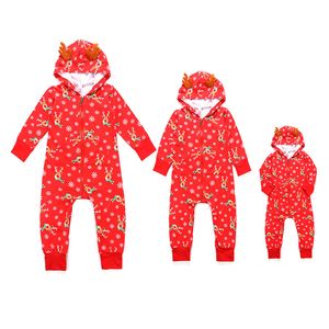 Kleinkind Baby Weihnachten Overall Familie Passende Kleidung Weihnachten Hirsch Schneeflocke Druck Mit Kapuze Pyjamas Neugeborenen Herbst Winter Warme Outfits