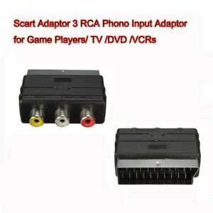 SCART Male Plug To 3 RCA Female AV TV Audio Video Adaptor Converter IN for Game Players TV DVD VCRs High Quality FAST SHIP