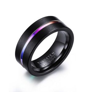 Anel preto masculino qualidade 8mm tungstênio carboneto banda anel pesado anel punk para homens