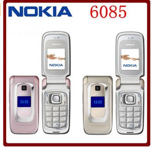 원래 잠금 해제 노키아 6085 GSM 2G 1.8 인치 FM 라디오 970 mAh 플립 단장 한 휴대 전화 다국어