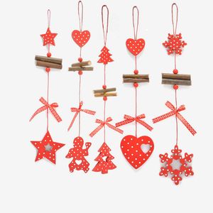 20 pezzi decorazioni natalizie in legno Long Love Snow Tree Christmas Star Patten Festive Party Supplies