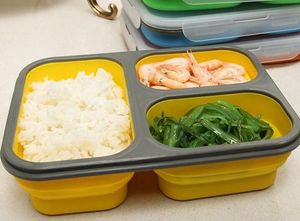 1100ml silikon hopfällbar bärbar lunchlåda skål bento lådor vikning matlagring behållare lunchbox miljövänlig