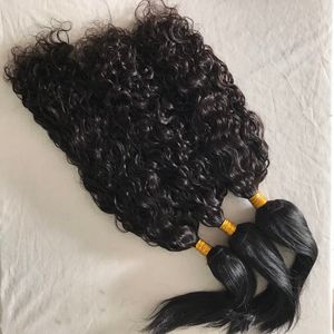 生のインドのバージンの髪の毛の織りウォーターウェーブストレートブレードは 人間の髪の束の中で編みがない