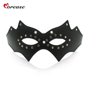 Morease Maschera nera Paraocchi Flirtare Benda in pelle Fetish Gioco per adulti per coppie Schiava Regina Gioco di ruolo Giocattolo erotico del sesso S924