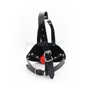 Bondage LEATHER HEAD HARNESS MOUTH GAG face strap mask restraint prisoner goth costume #E94