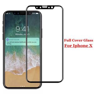 Volledige Cover Hard Gehard Glas Screen Protector voor iPhone X Anti Scratch Free Bubble Black White Color