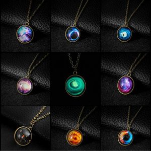 Outer Space Jewelry Nebula Necklace Galaxy Universe Pendant Glass Sphere Ball Necklaces