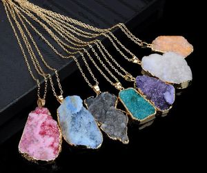 Cristal natural quartzo cura ponto chakra grânulo gemstone colar pingente natural pedra-estilo pingente colares jóias camisola cadeias dhl