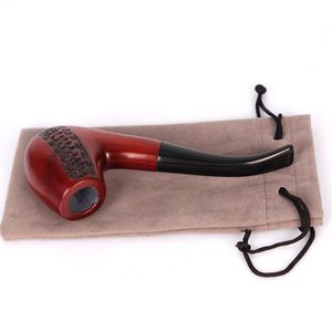 New red sandalwood pipe, acrylic cigarette holder, carved solid wood, manual filter cigarette smoking accessories.