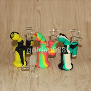 Shishas Neuankömmlinge Mini Multi Silicon Water Pipe Glass Bongs mit Perc 10 Farben für die Wahl