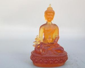 チベット仏教黄色の釉薬医学仏像