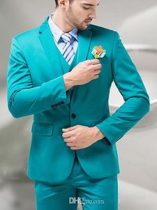 Handsome Slim Fit Green Groom Tuxedos Beautiful One Button Groomsman Men Formal Men Prom Dinner Business Suits(Jacket+Pants+Tie+Vest) No:827