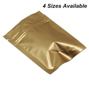 100 Pcs Multi-Sizes Matte Gold Reclosable Foil Aluminum Zipper Lock Packaging Bag for Coffee Tea Powder Mylar Bags Mylar Foil Airtight Pouch