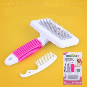Non-slip Dog Comb Stainless Steel For Hair Fur Cleaning Dog Cat Use Grooming Combs Tool Soft Handle Pets Supplier Accessories