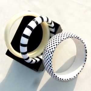 Bracciale in gelatina acrilica lucida a strisce zebra vintage per donne, ragazze, braccialetti luminosi, regali di gioielli di moda da donna