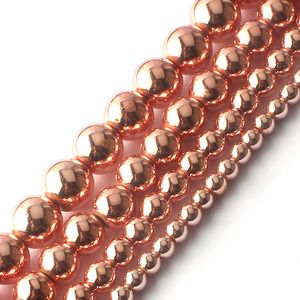 8mm Natural Stone Beads Rose Gold Hematite Round Loose Beads For Jewelry Making 15 inches 4 6 8 10mm Diy Jewelry on Sale